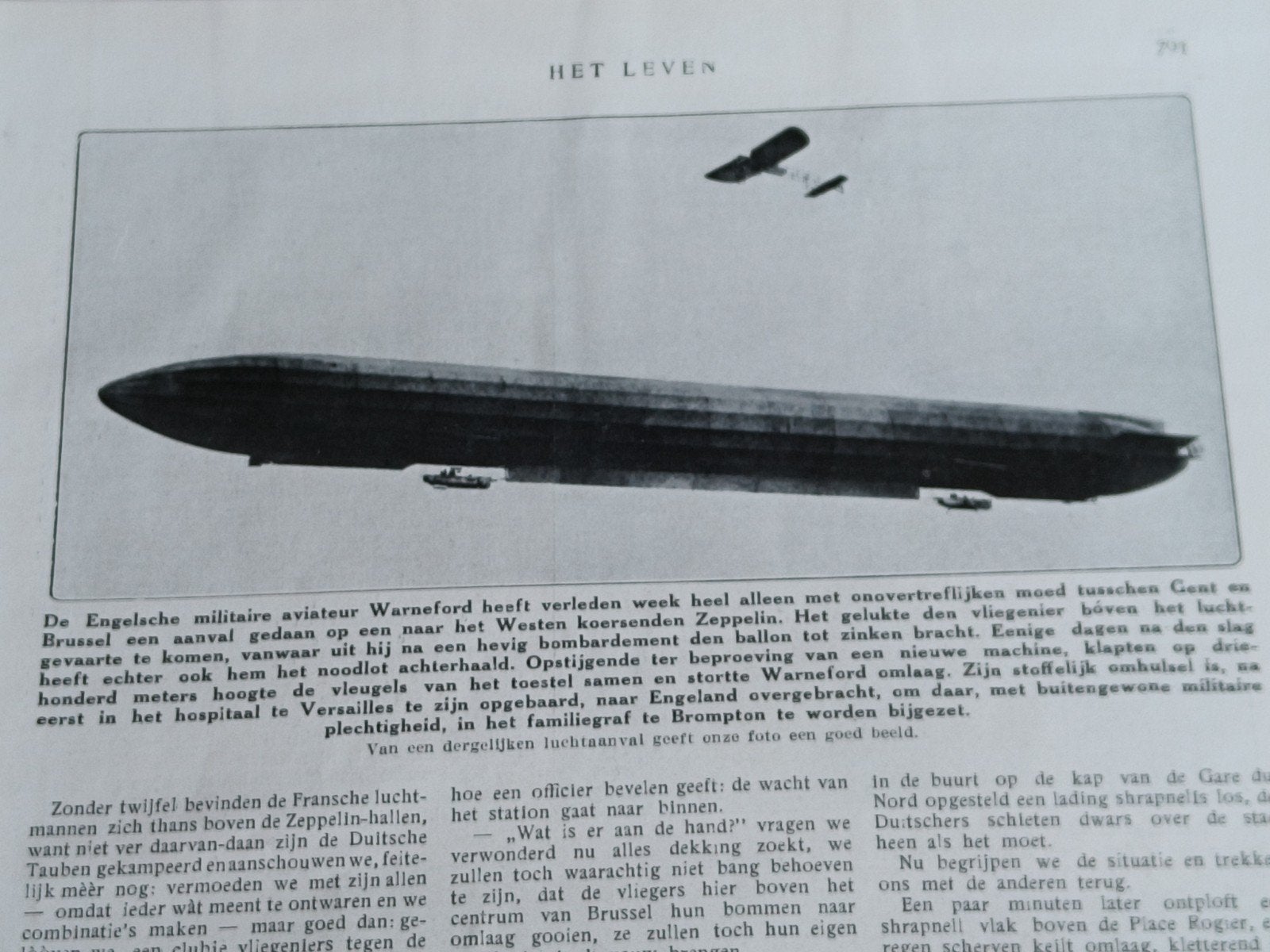 1915, ZEPPELIN, LUCHTGEVECHTEN BRUSSEL., Ophalen of Verzenden, Voor 1920, Knipsel(s)