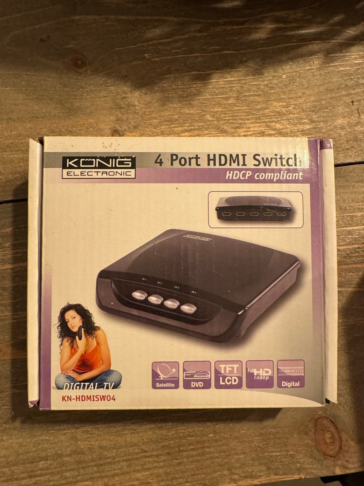 König 4-poorts HDMI-switch - HDCP compliant, Ophalen of Verzenden, Nieuw, HDMI-kabel