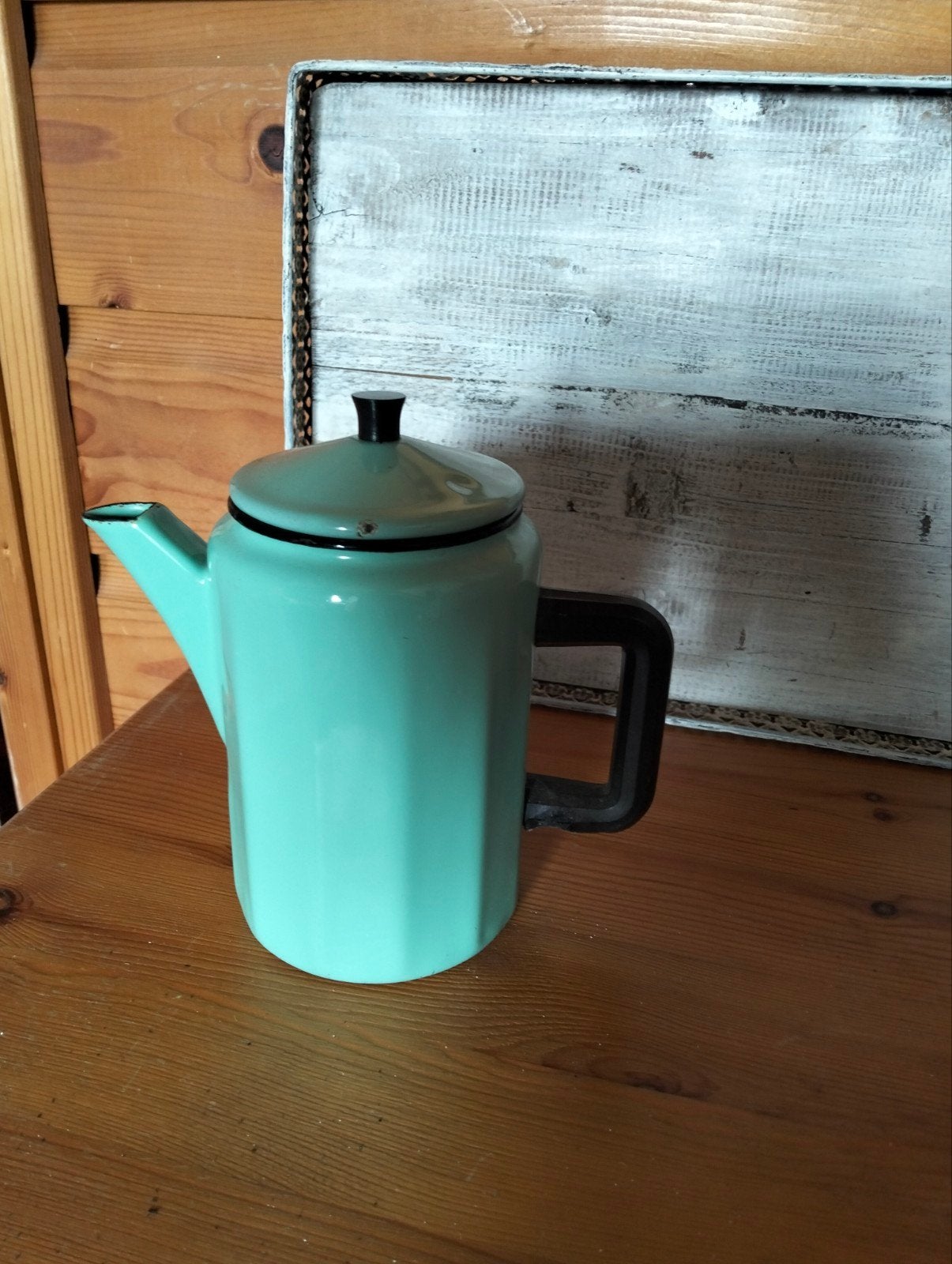 Groene koffie/ theekan emaille, Antiek en Kunst, Antiek | Emaille, Ophalen of Verzenden