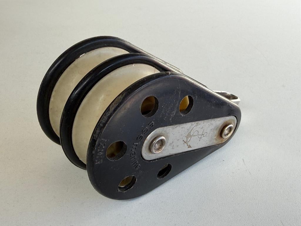 Ege Marine 2 schijfs blok 67 mm 14 mm lijn, Watersport en Boten, Ophalen of Verzenden, Gebruikt, Lijn of Blok