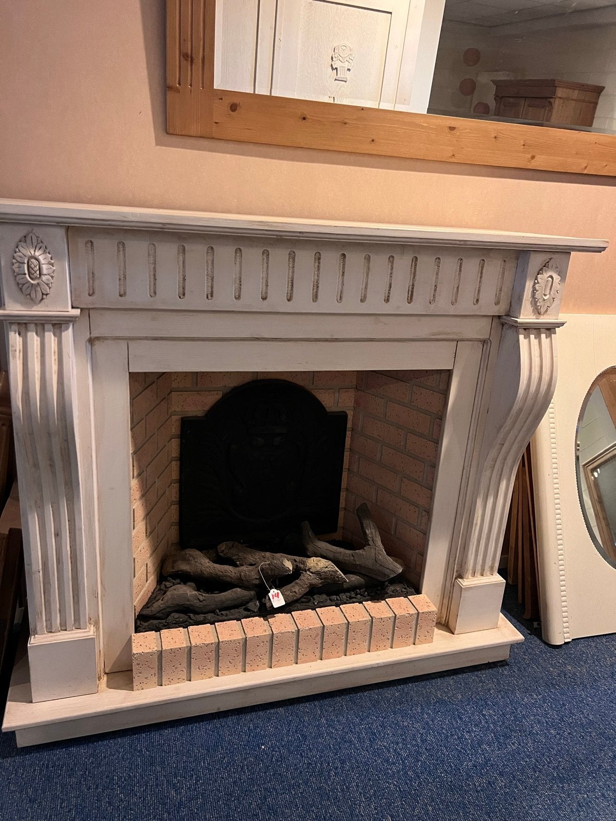 Witte elektrische schouw met realistische vlammen en warmte, Ophalen, Nieuw, Vrijstaande haard, Elektrische haard