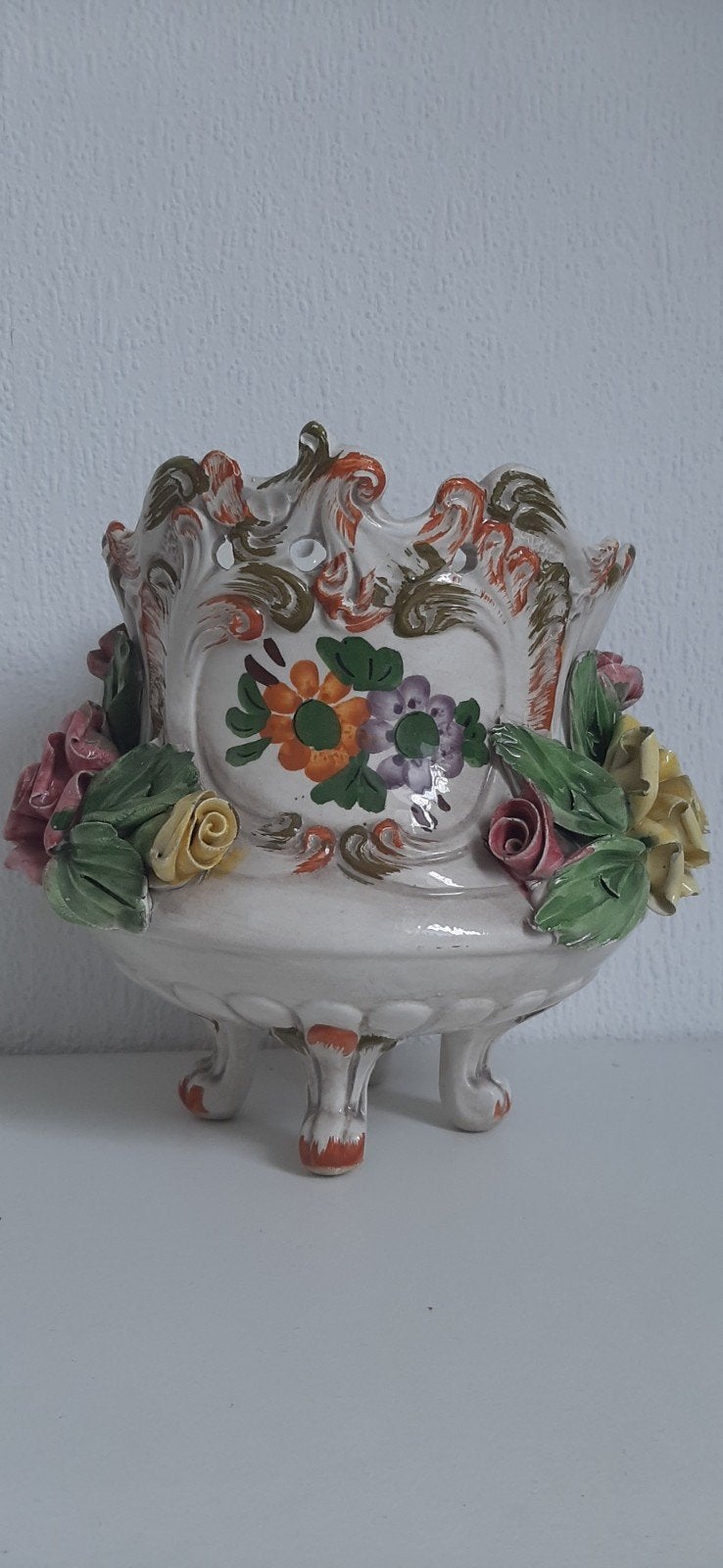 Vintage V. Bassano Made in Italy keramische bloempot, Ophalen of Verzenden