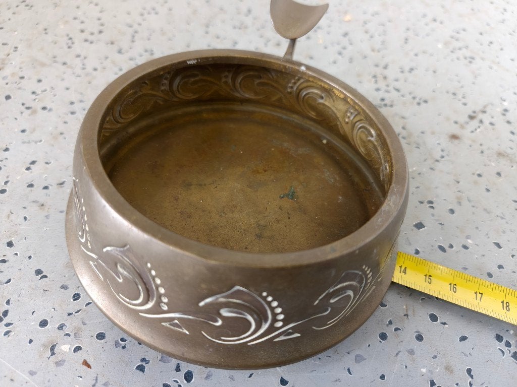 Vintage messing asbak Art Nouveau/Jugendstill stijl, 1920-30, Gebruikt, Ophalen of Verzenden, /, /