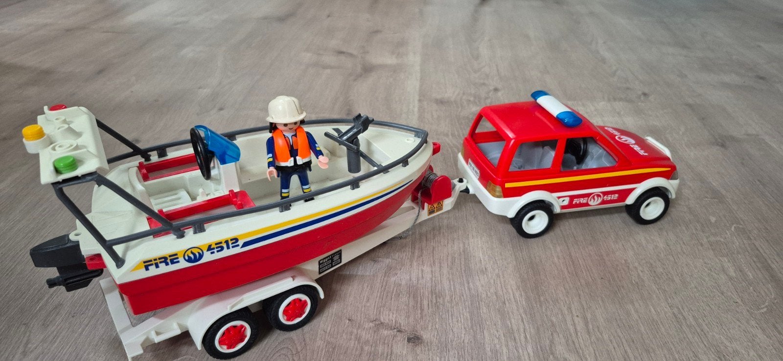Brandweerauto + aanhanger+ boot playmobil, Ophalen of Verzenden