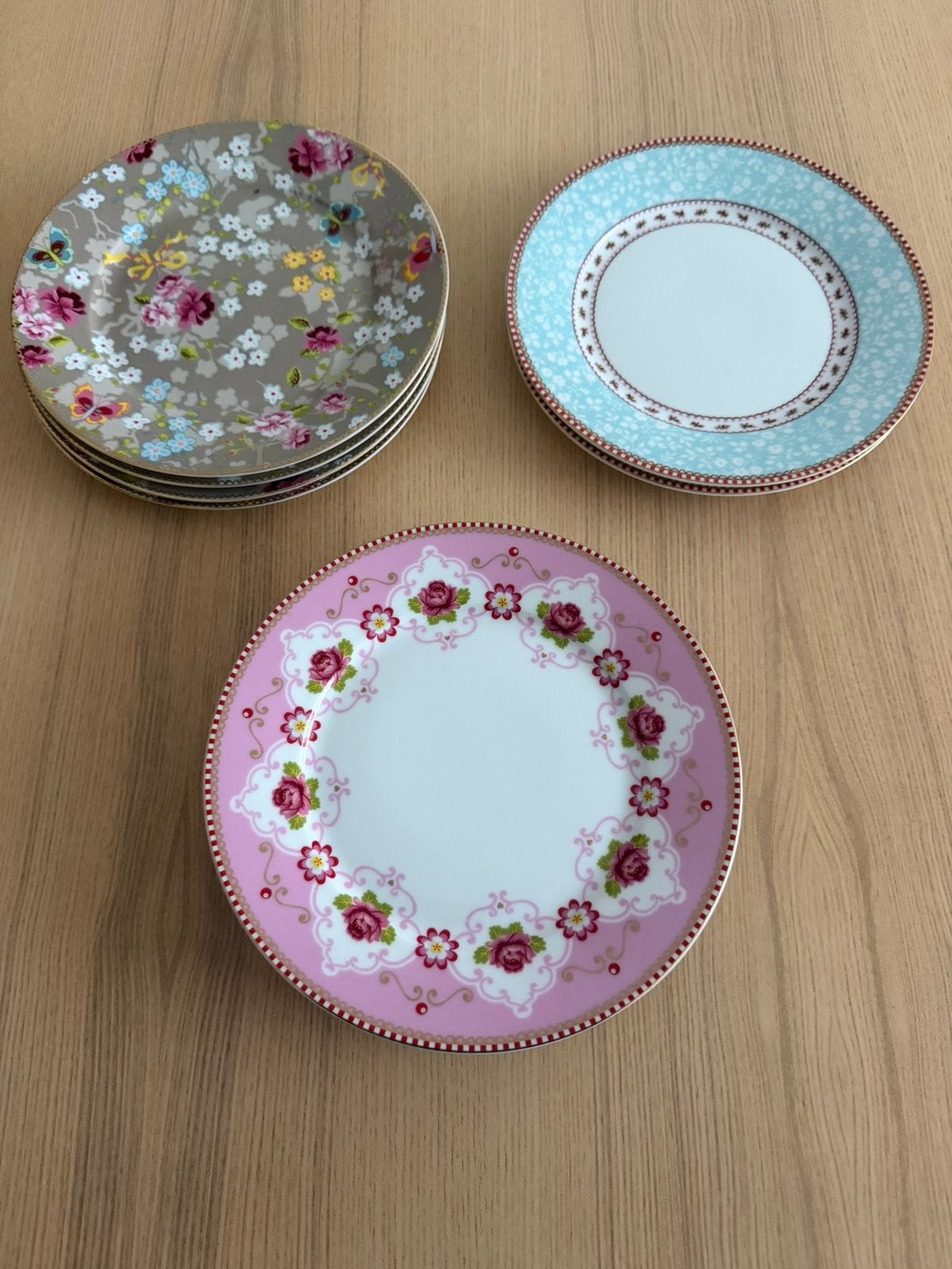 Pip studio 8x ontbijtborden 21 cm, Ophalen, Zo goed als nieuw, Roze