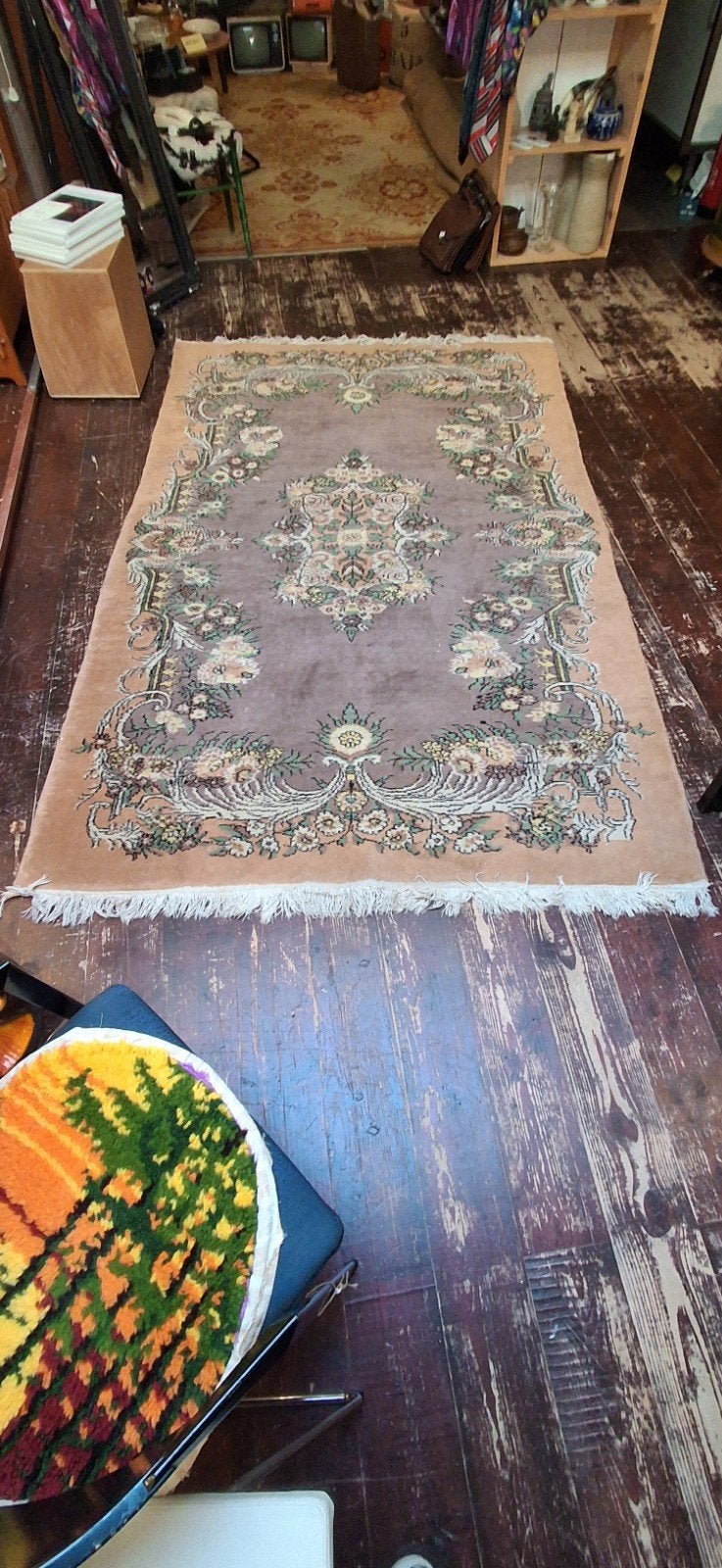 Vintage Perzisch tapijt met bloemmotief, Huis en Inrichting, Ophalen, Gebruikt, Klassiek, Vintage, Perzisch, 150 tot 200 cm