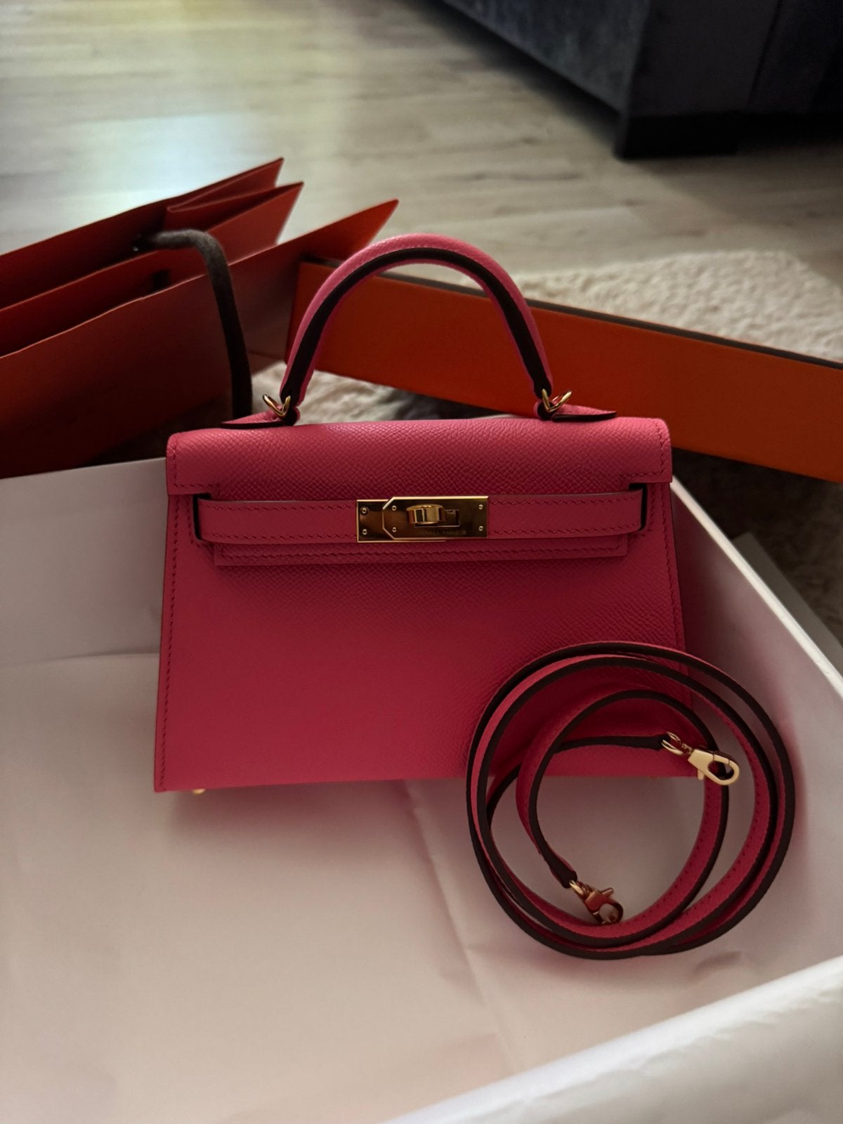 Hermes mini kelly pink, Ophalen of Verzenden, Zo goed als nieuw, Roze, Handtas