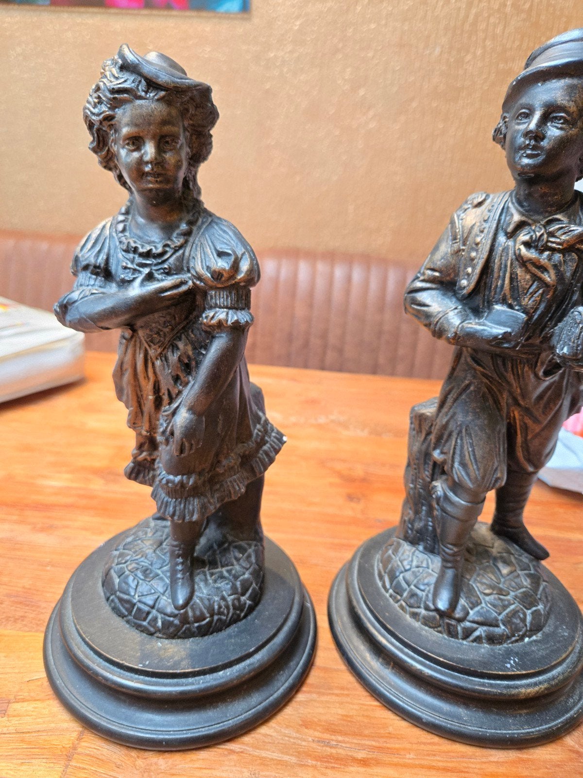 Set zeer mooie antieke beelden man en vrouw. Franse Spelter, Ophalen of Verzenden, Zo goed als nieuw, Mens