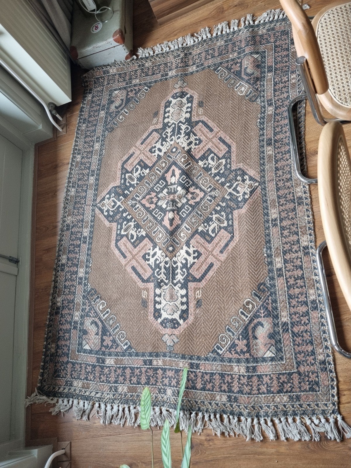 HKliving Vloerkleed Jute/Katoen, Ophalen, 100 tot 150 cm, Zo goed als nieuw, Zwart