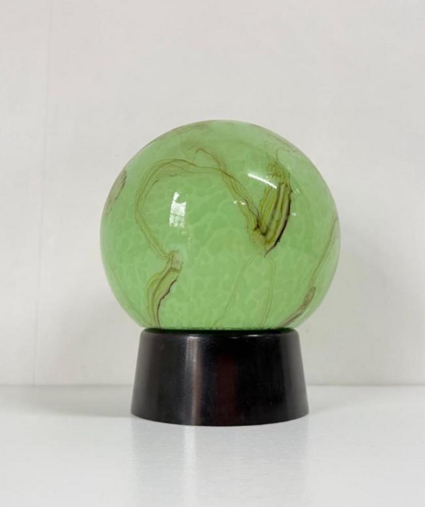 Groen gemarmerde bollamp plafonnière bol Thabur Art Deco, Ophalen of Verzenden