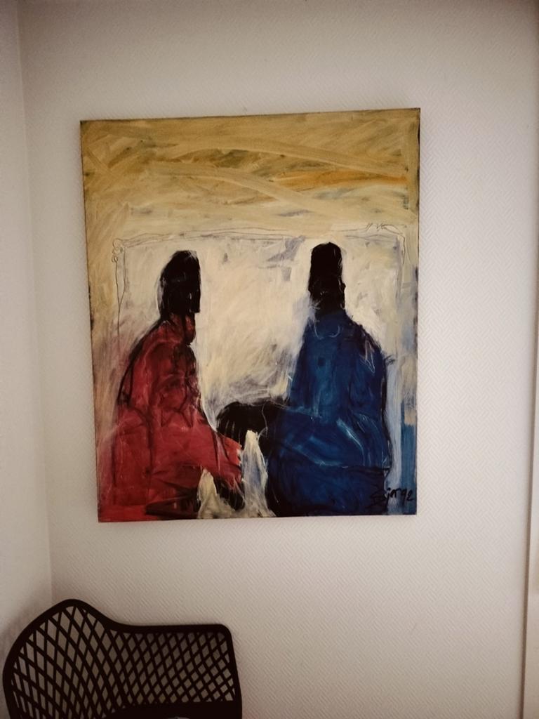 GROOT SCHILDERIJ VAN SJER JACOBS, Ophalen of Verzenden