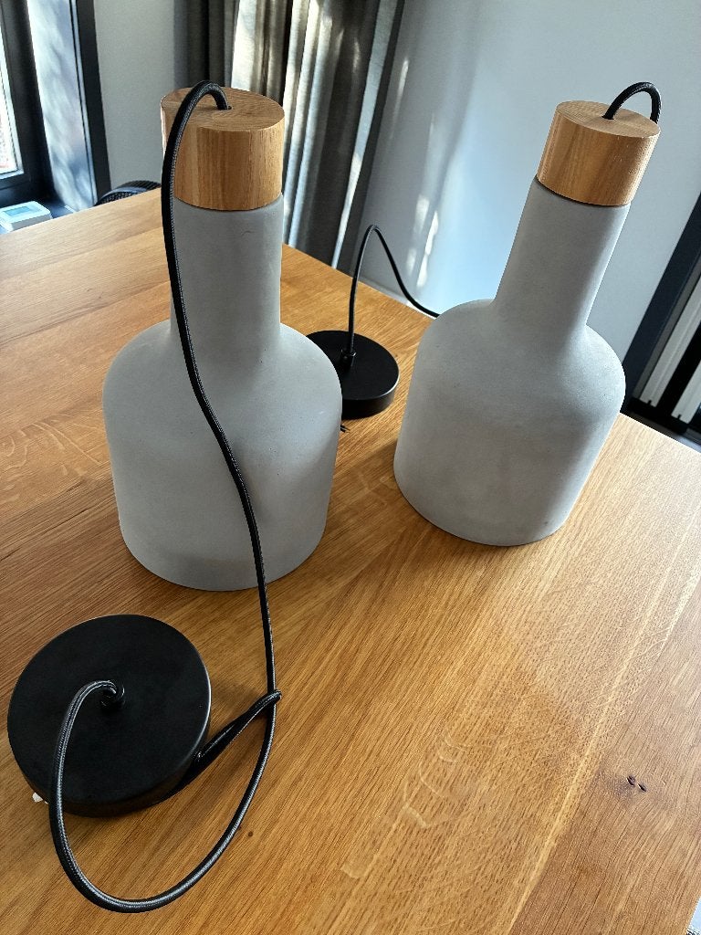 Hanglampen LED, Twee stuks (E27, 6W LED), Ophalen, Gebruikt, Hout, E27 (groot)