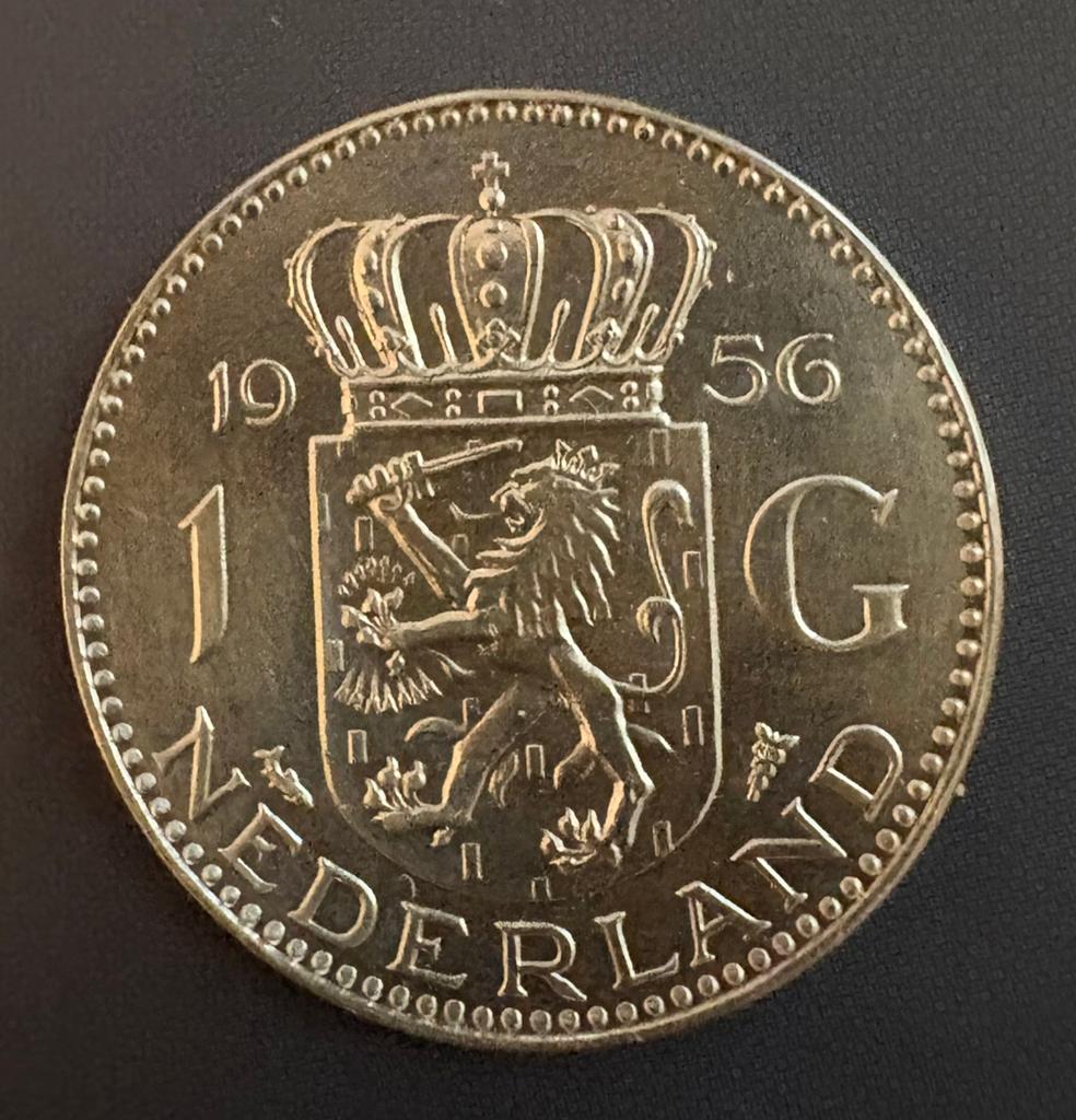 1 Gulden 1956 PROOF (oplage slechts 15 stuks), 1 gulden, Koningin Juliana, Zilver, Ophalen of Verzenden