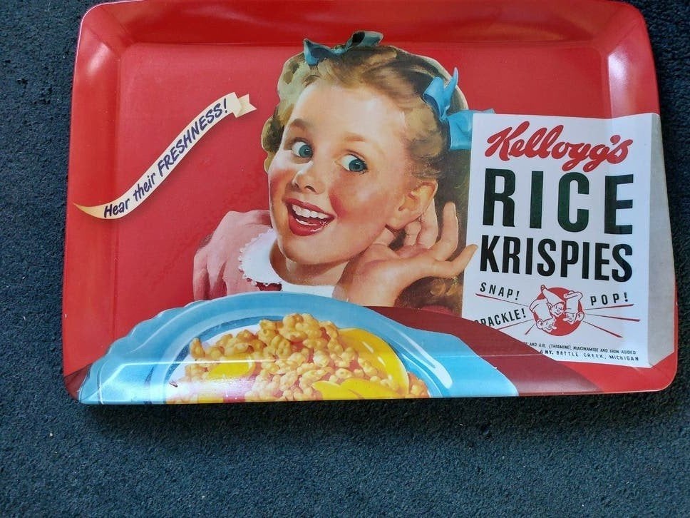 Vintage Kellogg's Rice Krispies dienblad, Ophalen of Verzenden