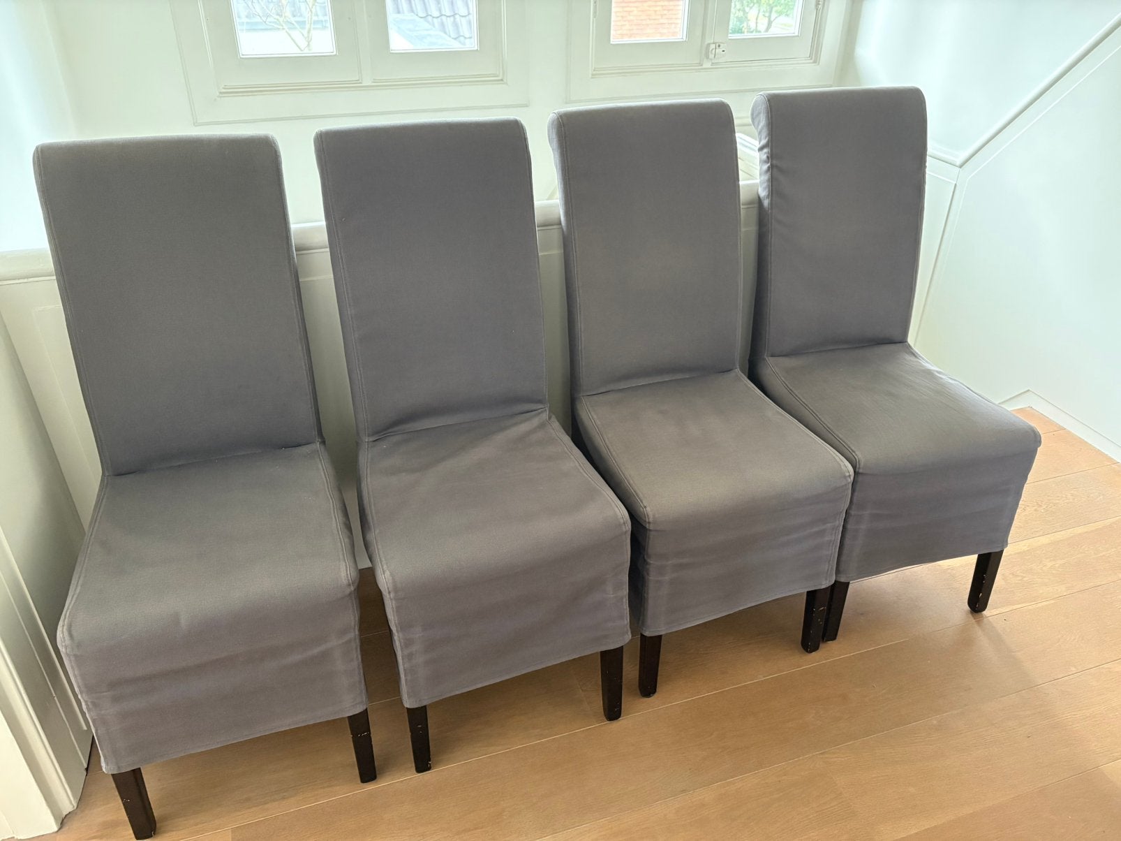 4 eettafel stoelen | hoes kan er af | goede staat, Huis en Inrichting, Ophalen, Gebruikt, Vier, Stof