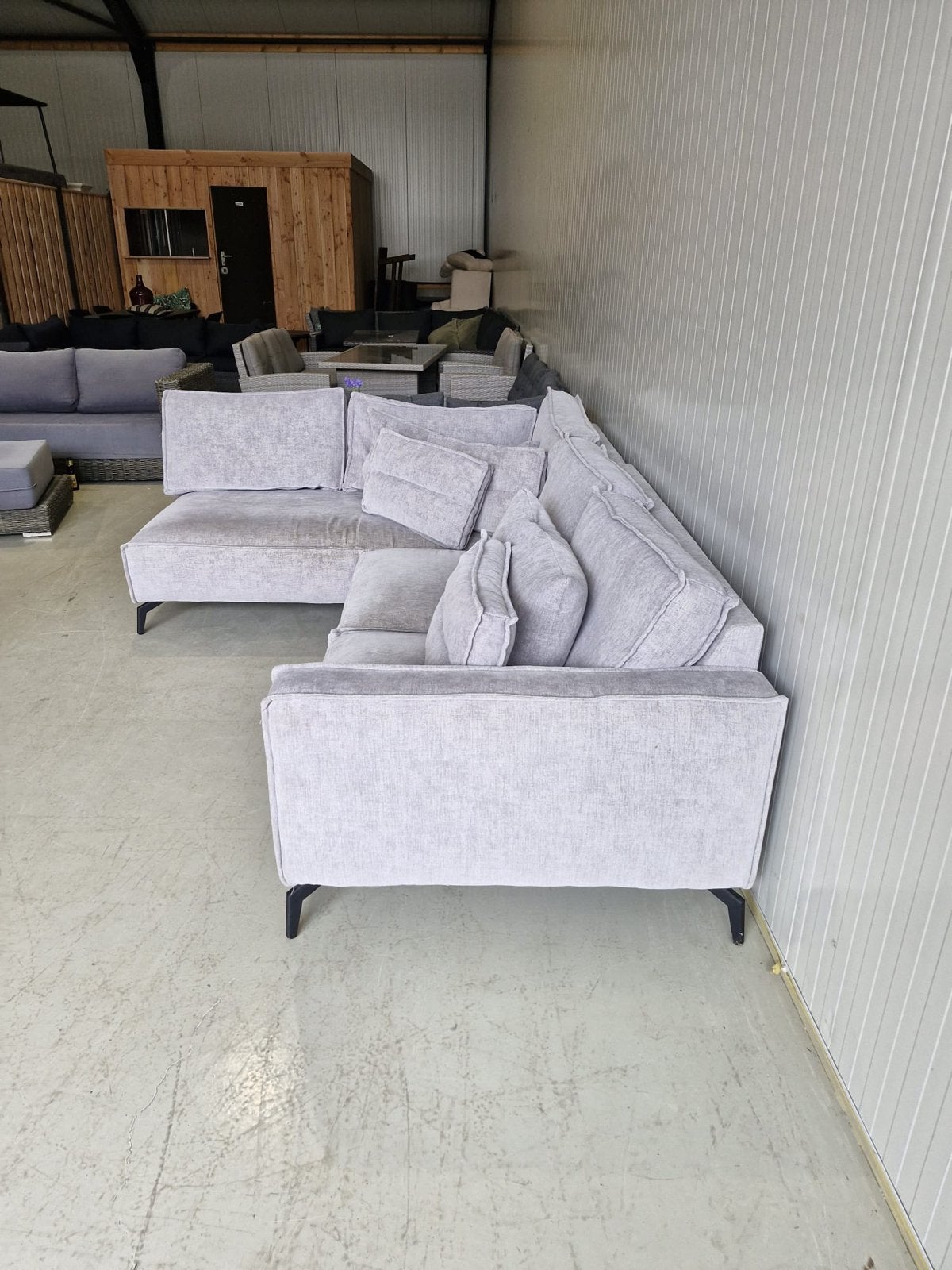 Prachtige grijs/crème hoekbank - Zo goed als nieuw, Huis en Inrichting, Ophalen, 250 tot 300 cm, ., Hoekbank