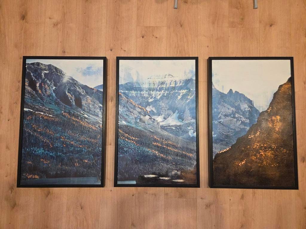 Set van 3 berglandschap schilderijen - COCOMaison Sanfort, Antiek en Kunst, Kunst | Schilderijen | Modern, Ophalen