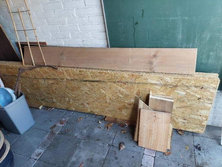 4 OSB platen 244 x 59 x 18mm, Doe-het-zelf en Verbouw, Platen en Panelen, Ophalen, Gebruikt, Hout, Minder dan 20 mm