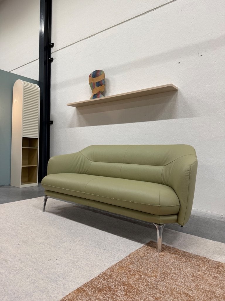 Nieuw Leolux Lindo 2,5 Zits Bank Senso groen leer, Leolux, Info@leolux.nl, 150 tot 200 cm, Ophalen of Verzenden