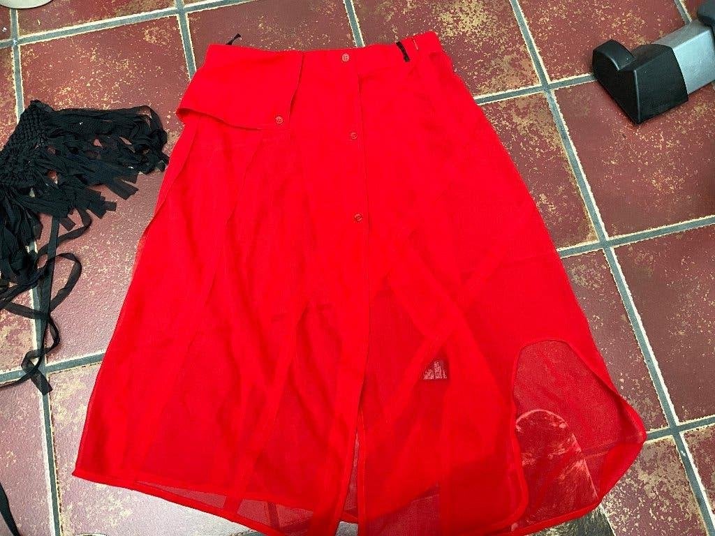 Cora kemperman rode rok maat S met fringe centuur/riem, Maat 38/40 (M), Nieuw, Ophalen of Verzenden, Cora kemperman rode rok maat S met fringe centuur/riem