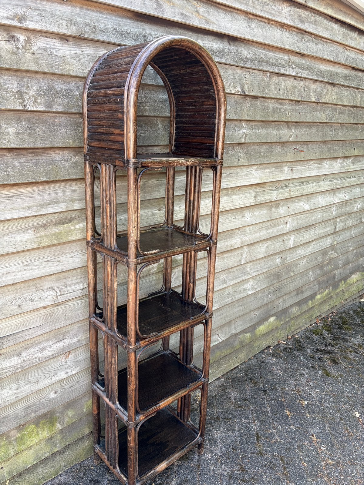 Vintage Bamboe Boekenkast Jaren '70 - Boekenrek, Ophalen, 7671cm, Gebruikt, Info@jansenantiek.nl