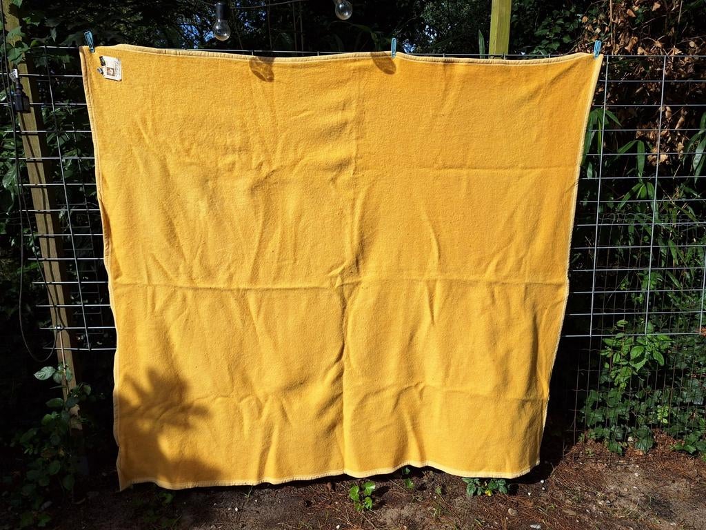 Gele wollen deken Delanka 175 x 205 cm 100% zuiver scheerwol, Ophalen of Verzenden, Zo goed als nieuw