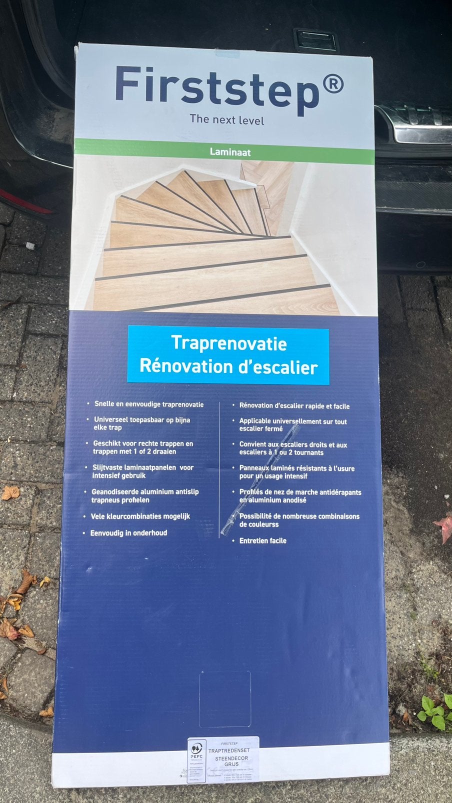 NIEUW 8x Firststep Traprenovatieset Steen Grijs, Huis en Inrichting, Ophalen, Nieuw, Grijs, Laminaat