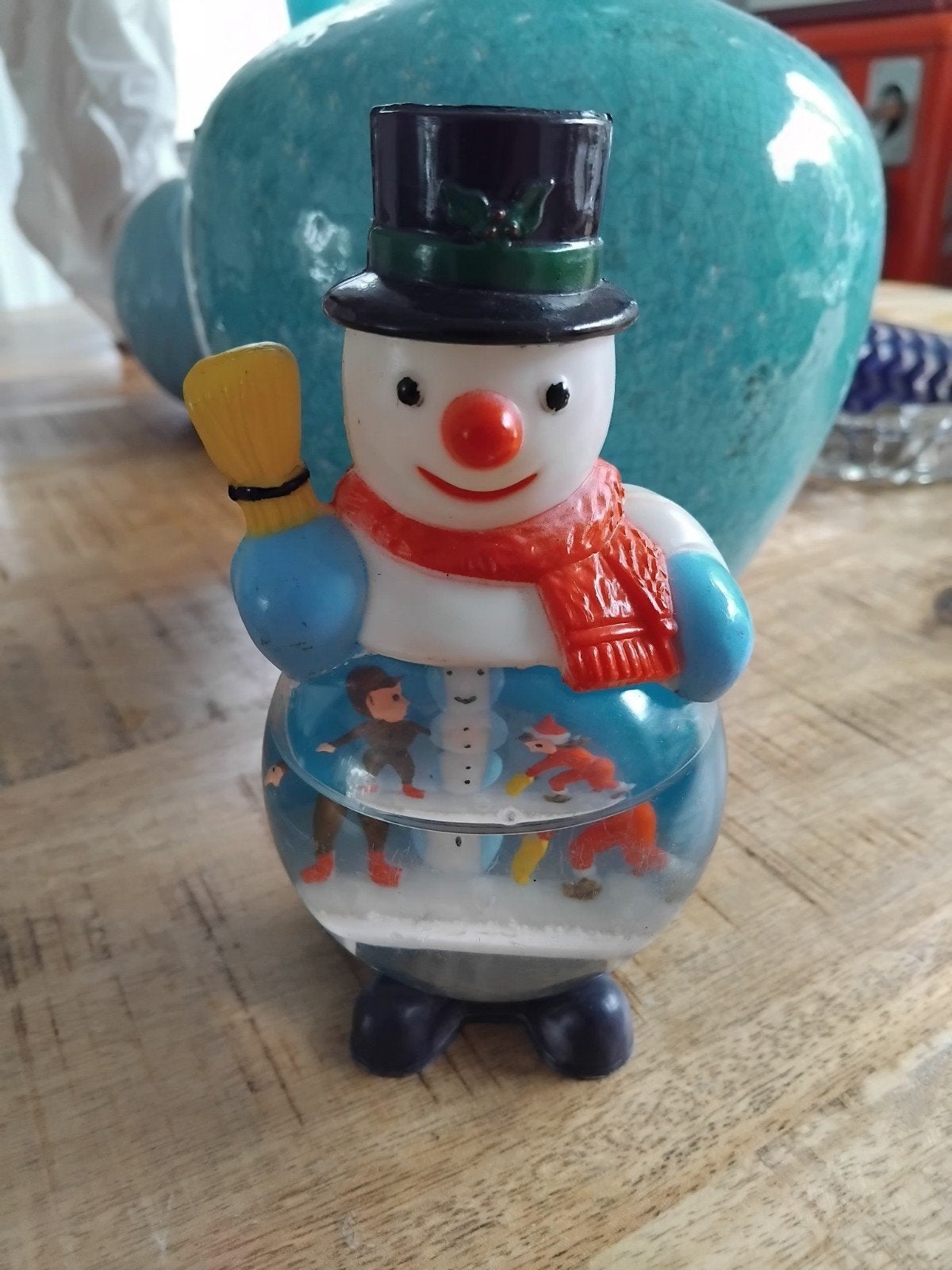 Een vintage plastic sneeuwpop-sneeuwbol jaren 50 / 60, Ophalen of Verzenden, Gebruikt
