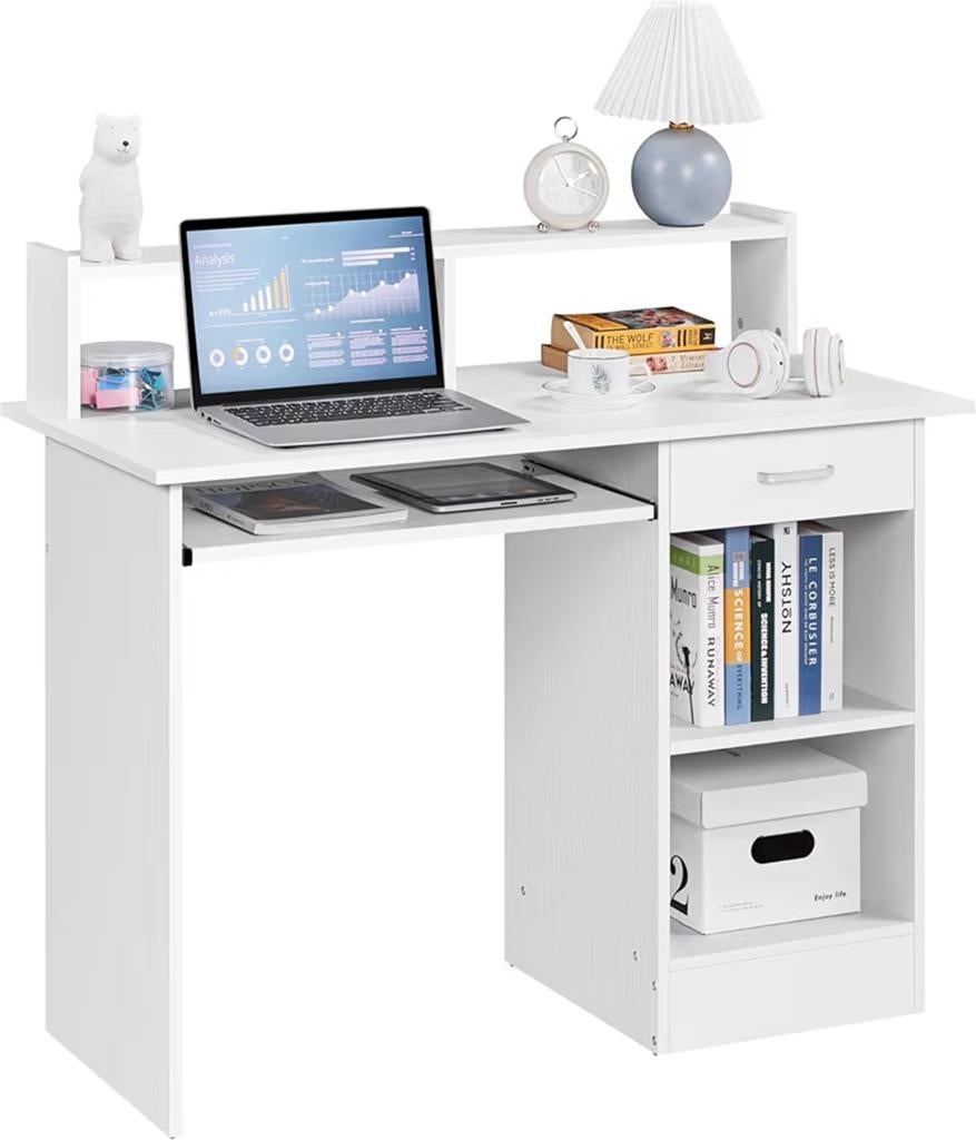 Computertafel met legplank, bureautafel, bureau met lade, Ophalen of Verzenden, Nieuw, In hoogte verstelbaar