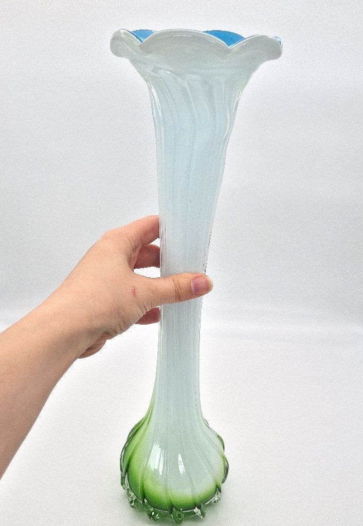 Vintage Handgeblazen Glazen Budvaas- H41cm | 00238, Vintage, Meerkleurig, Ophalen of Verzenden, Zo goed als nieuw