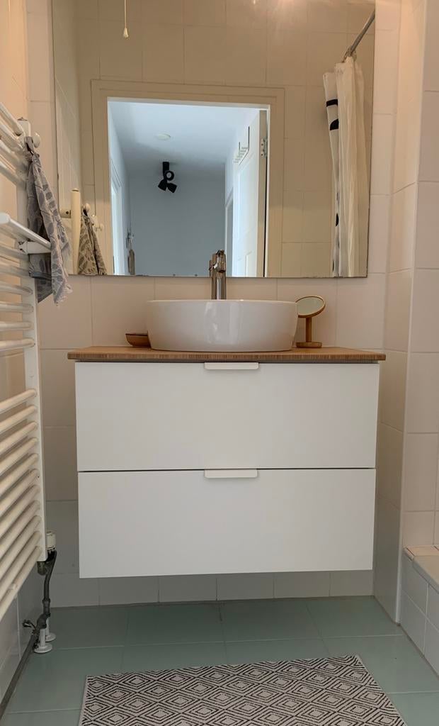 Badkamermeubel ikea incl waskom, kraan en accessoires, Ophalen, Gebruikt, 100 tot 150 cm, 50 tot 100 cm