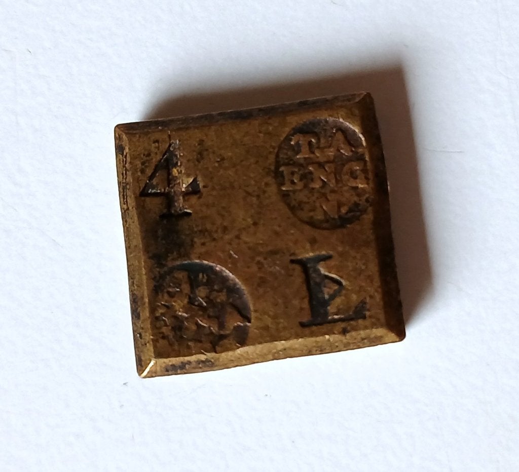 Goudweeg gewichtje van 4 Engels - T.A. Nagel Amsterdam, Verzenden