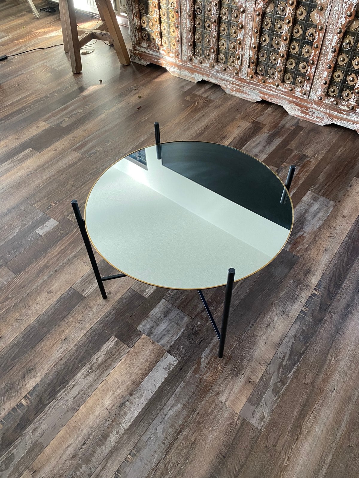 Opklapbaar salontafeltje, Ophalen, 50 tot 100 cm, Rond, Zo goed als nieuw