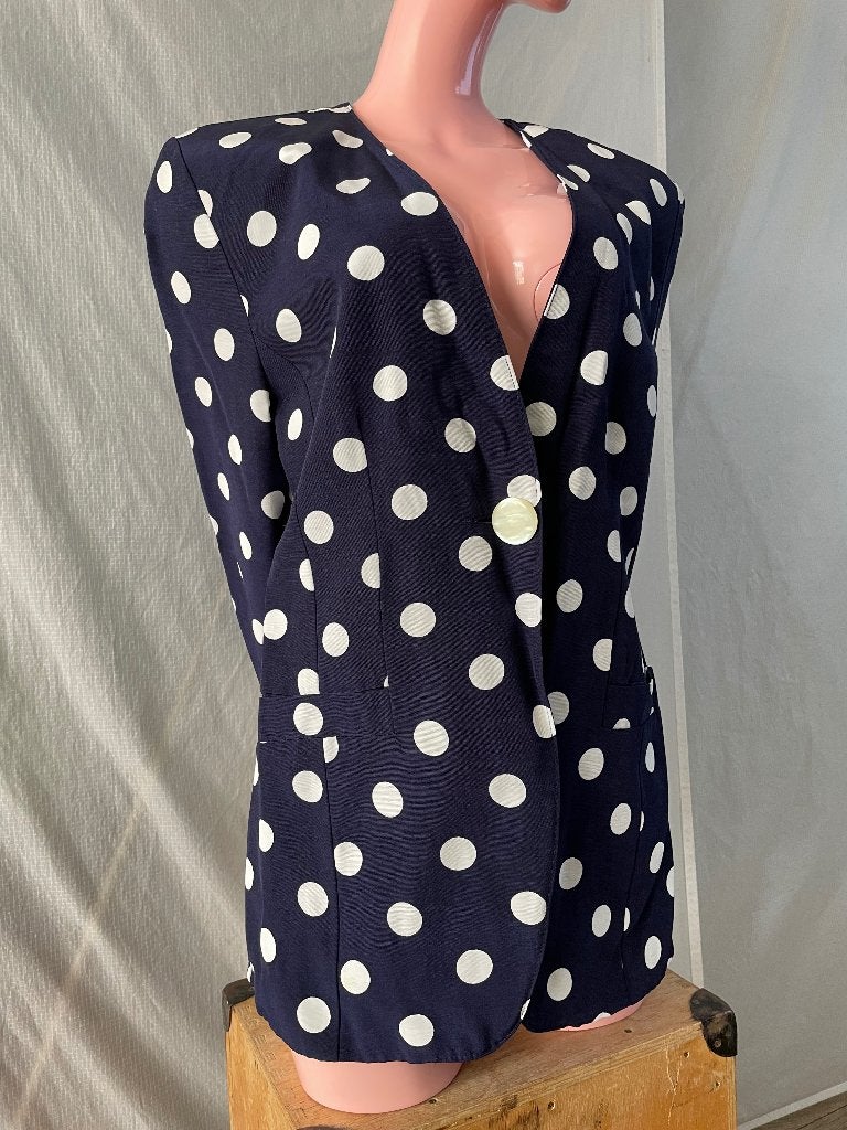 Kreymborg blazer maat 38 / M – donkerblauw met stippen, Blauw, Nieuw, Ophalen of Verzenden, Jasje