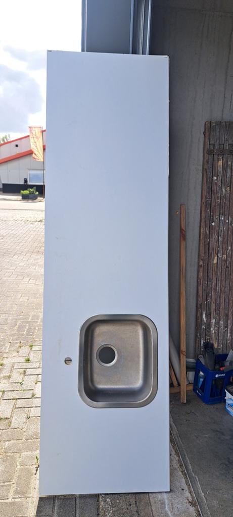 Keukenwerkblad met spoelbak (221x63,5 cm), Huis en Inrichting, Keuken | Keukenelementen, Ophalen, Gebruikt, Wit, 50 tot 100 cm