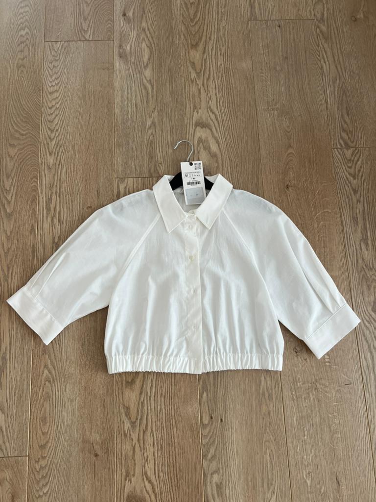 NIEUW! cropped blouse wit katoen, Kleding | Dames, Ophalen of Verzenden, Zo goed als nieuw, Maat 38/40 (M), Wit