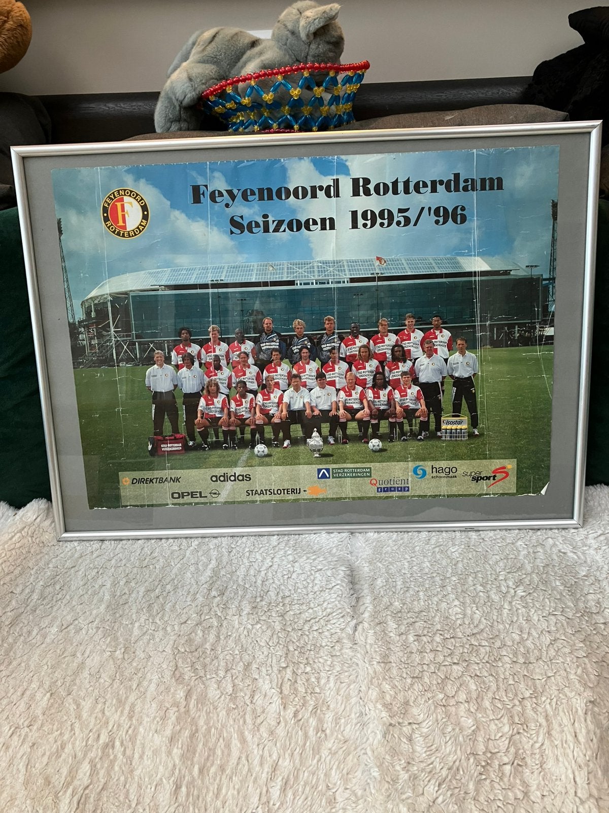 Feyenoord poster 1995 - 1996 in lijst 70x50, Ophalen, Gebruikt, Feyenoord, Poster, Plaatje of Sticker