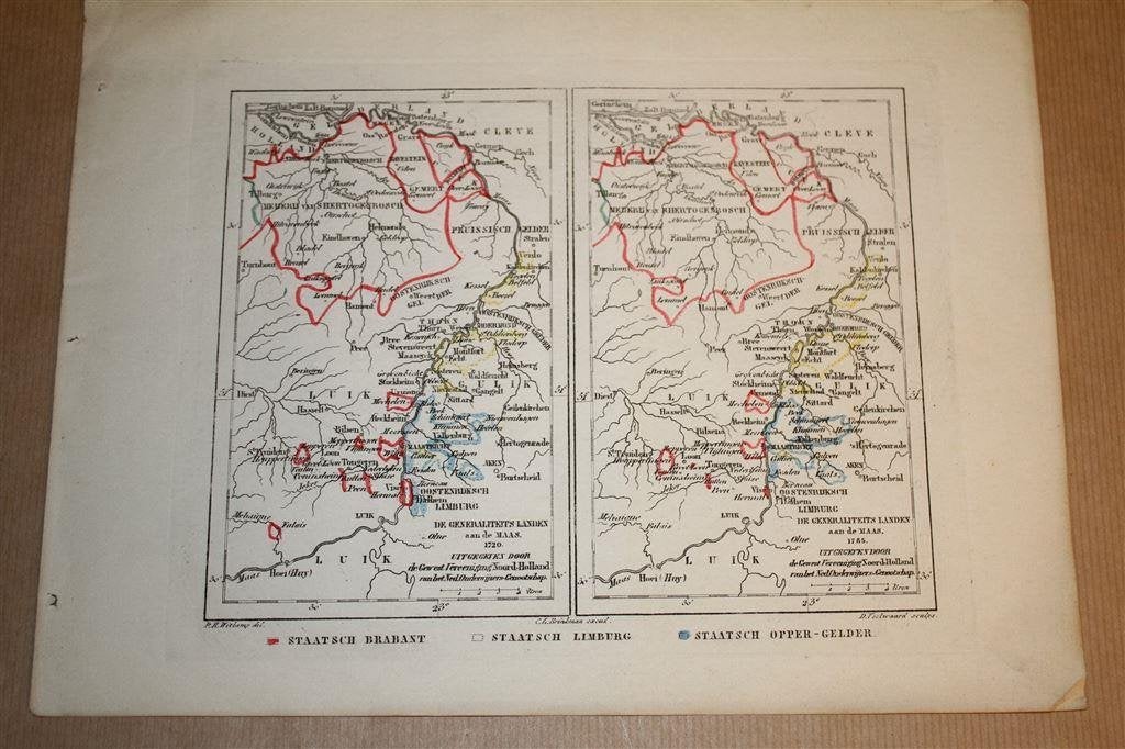 Antieke kaart - Brabant Limburg historisch - Witkamp - 1878, Gelezen, Ophalen of Verzenden, Landkaart, 1800 tot 2000