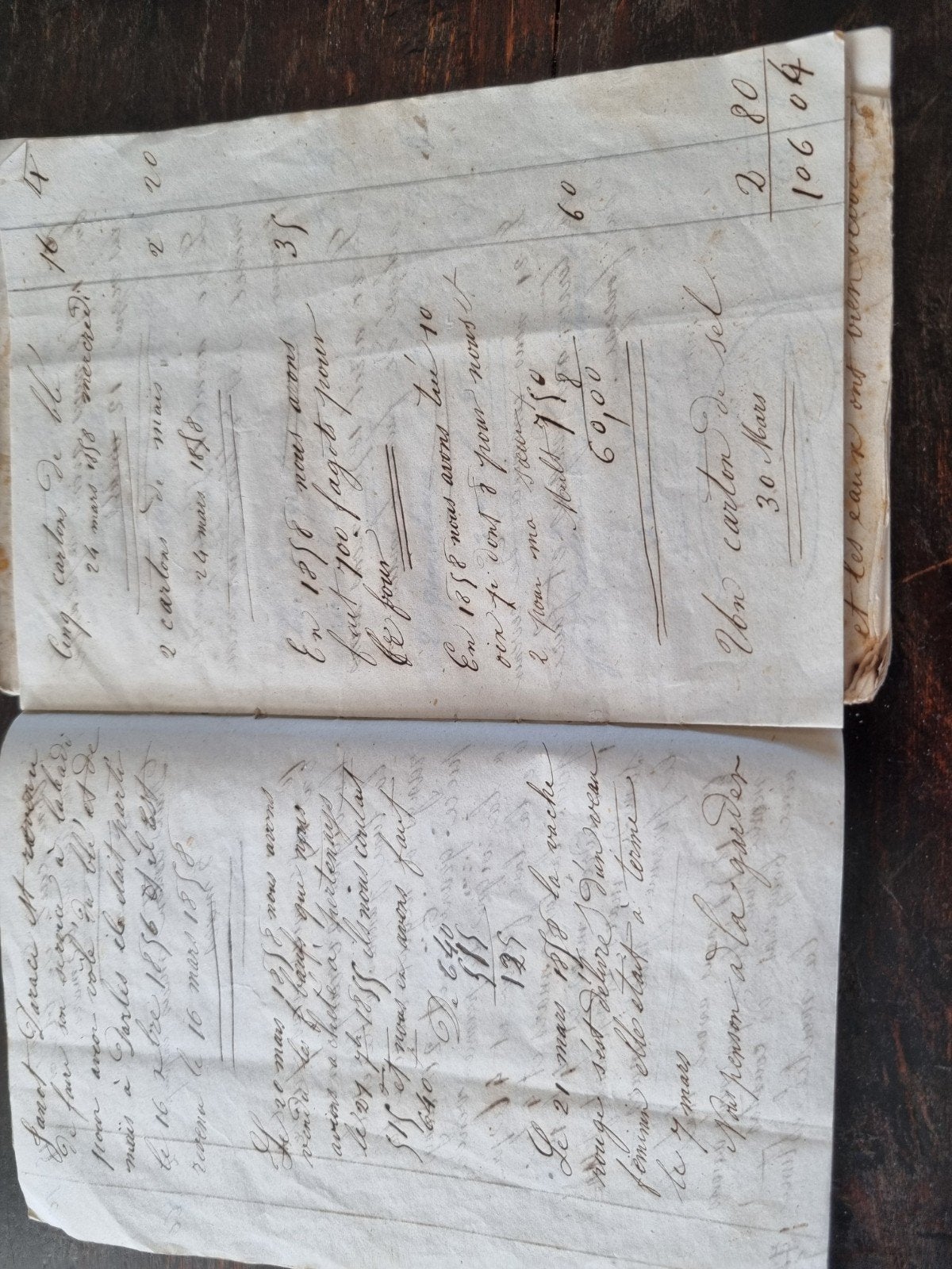 Notitieboekje Frankrijk 1858 handgeschreven, Antiek en Kunst, Ophalen of Verzenden, Onbekend