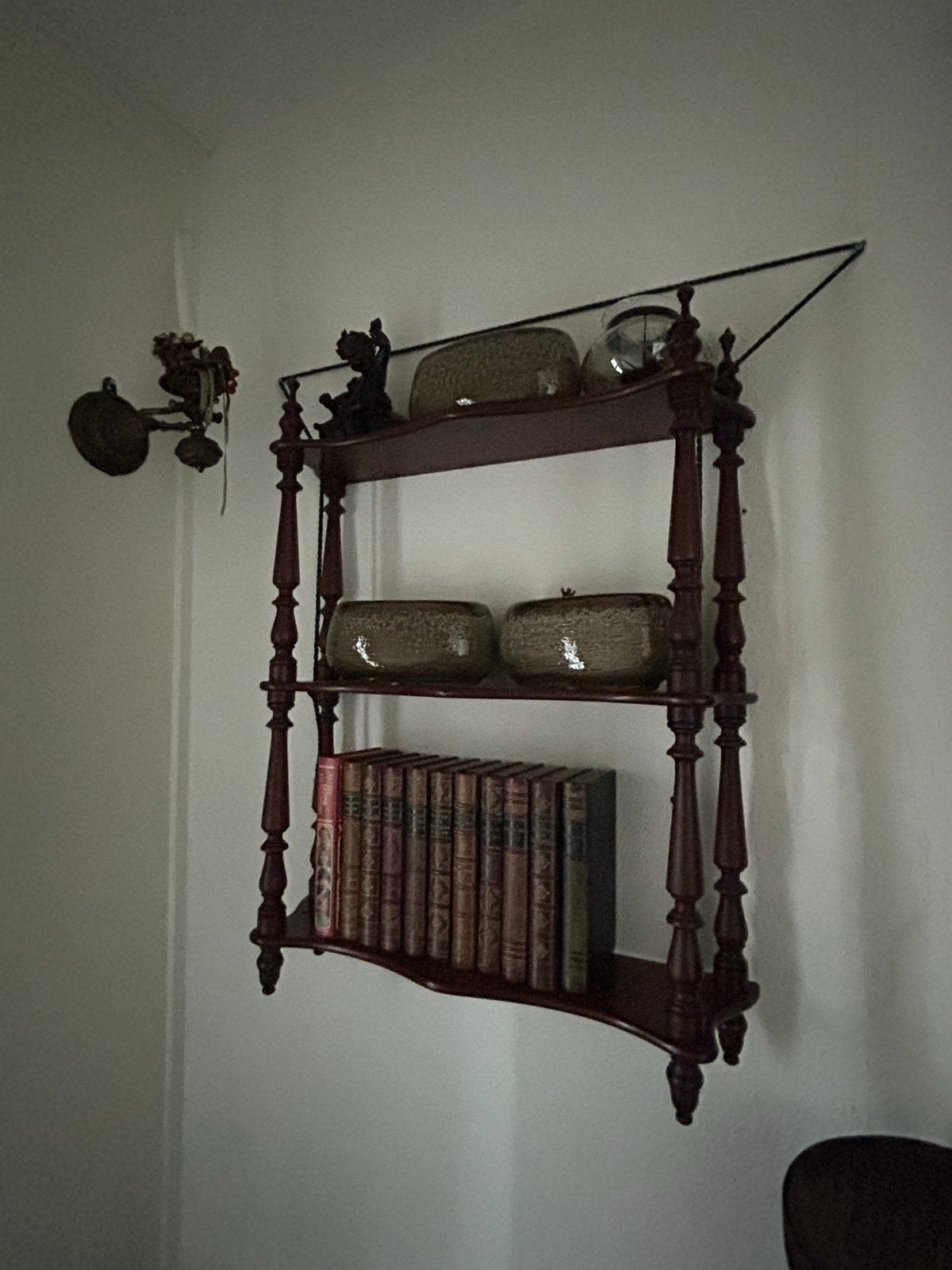 Decoratief houten wandrek met 3 planken, Antiek en Kunst, Ophalen