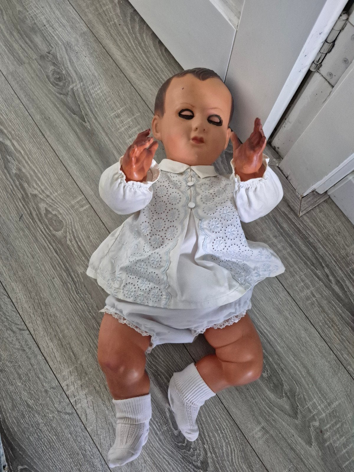 Vintage Babypop met Kleding - Jaren '50/'60, Ophalen of Verzenden, Gebruikt, Babypop
