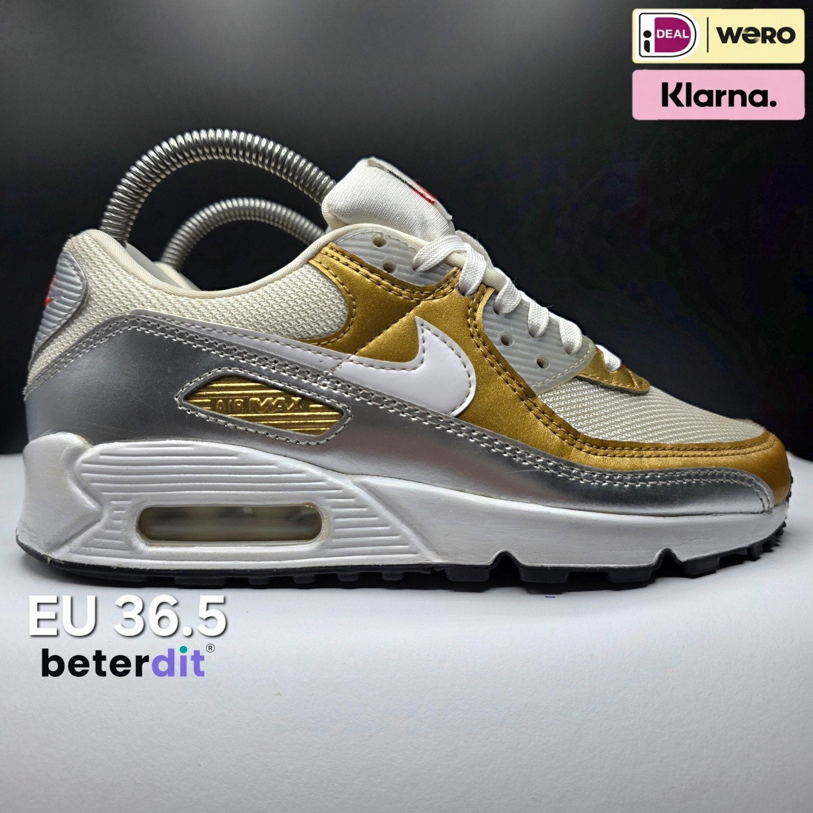 Nike Air Max 90 SE 'White Metallic Gold' Maat: 36.5, Ophalen of Verzenden, Nike, Nike, Nike air max