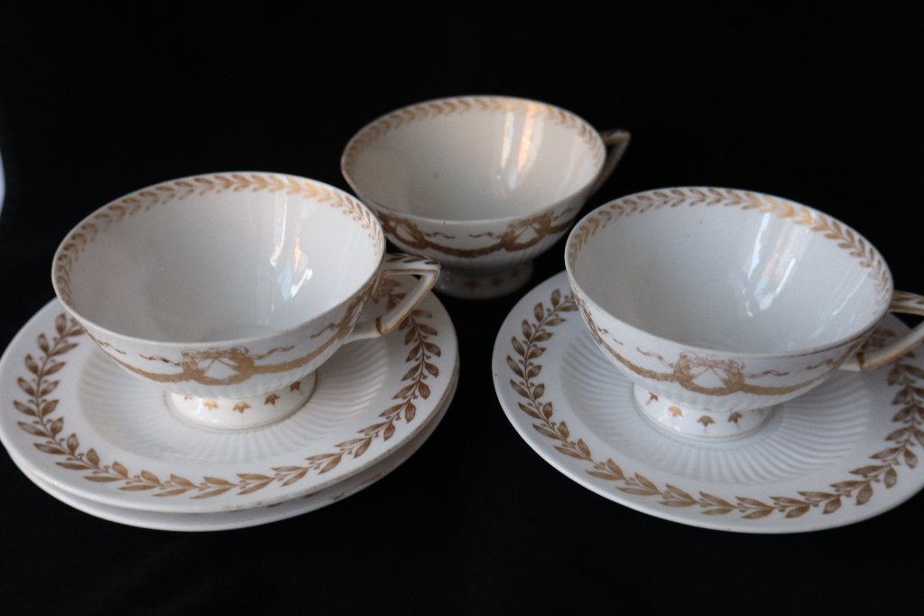 Antieke Sarreguemines Frankrijk koffie set van 2 1860-1919, Ophalen of Verzenden