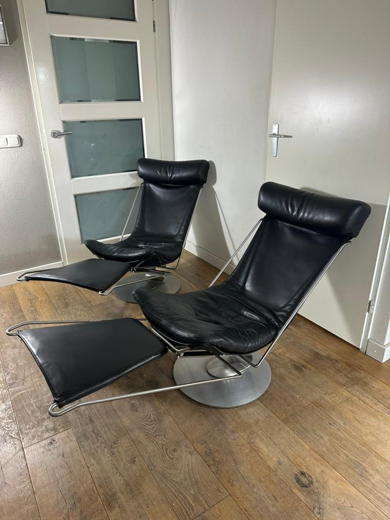2 prachtige Interdane lounge fauteuil Oluf Lund, Stouby, Huis en Inrichting, Ophalen of Verzenden, Gebruikt, Leer, Ergonomisch design