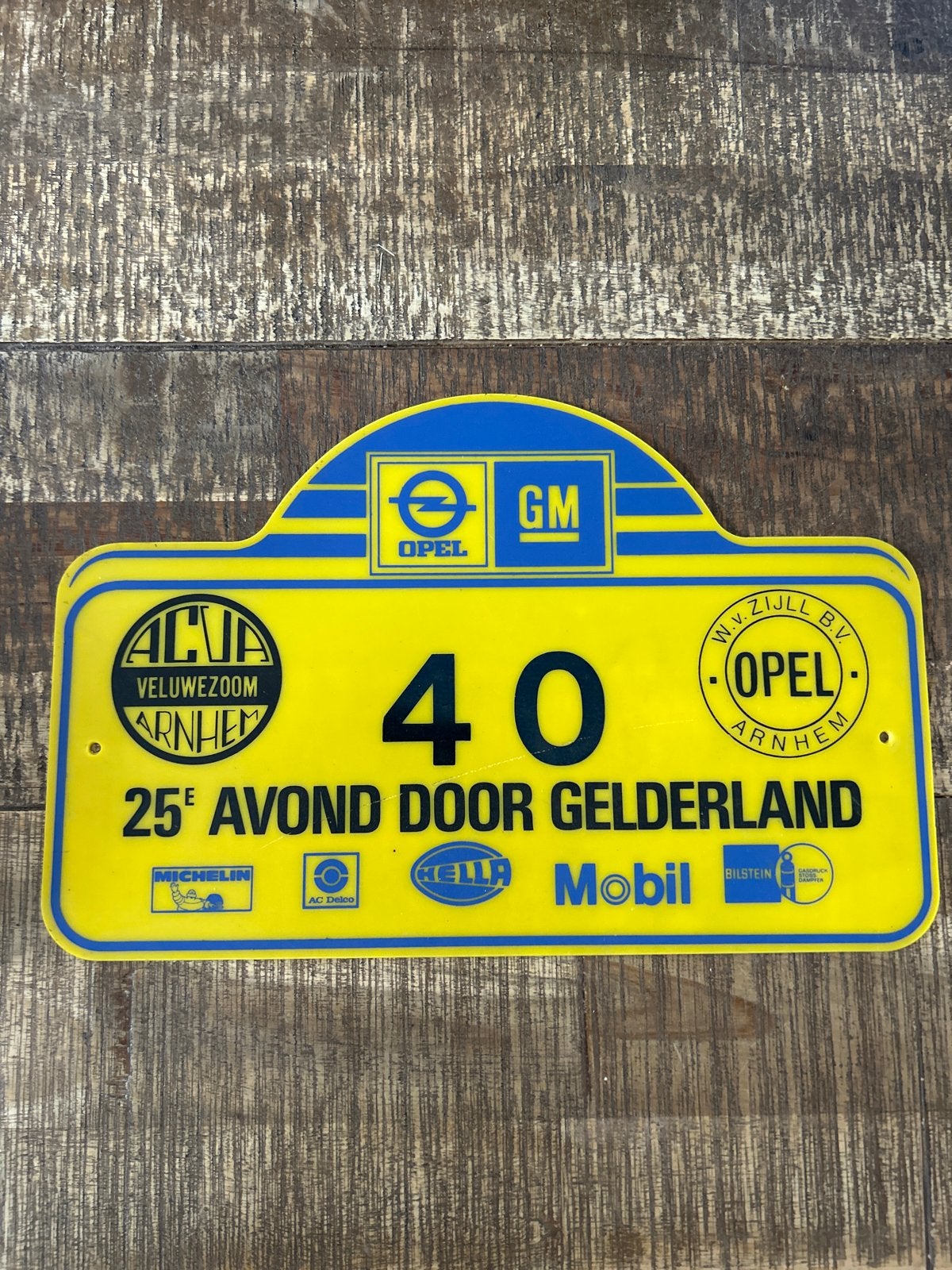 Opel Rallybord 25e Avond door Gelderland #40, Ophalen of Verzenden, Gebruikt