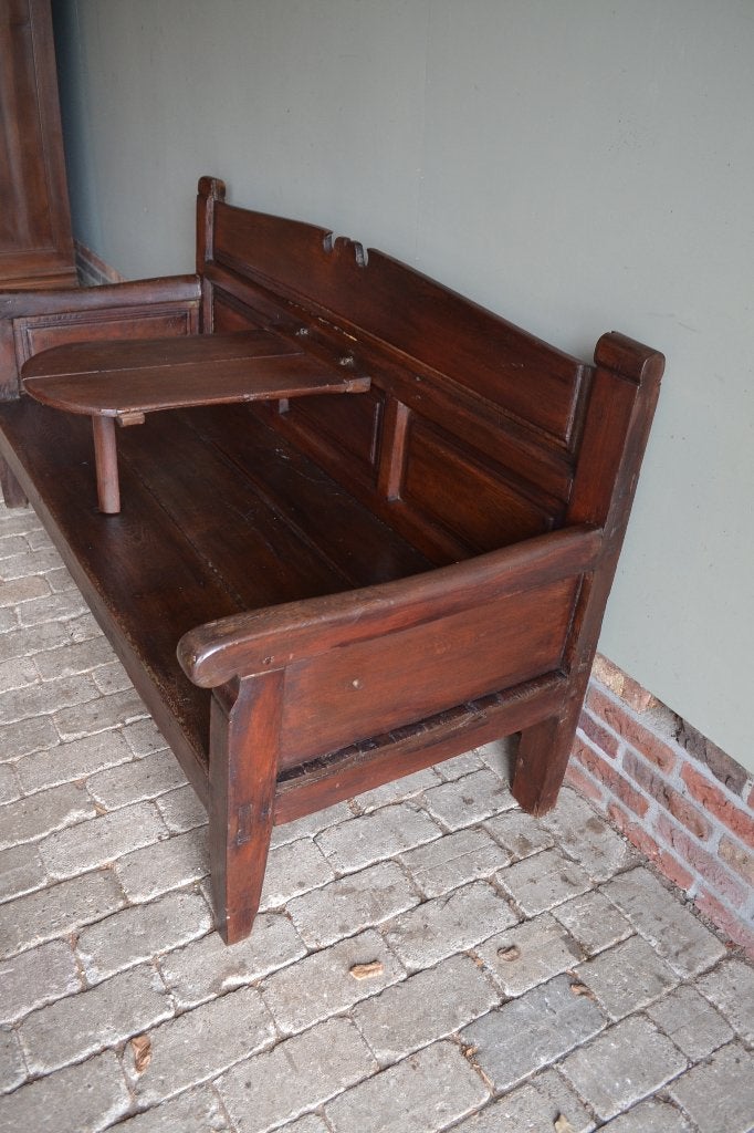 Prachtige antieke houten stationsbank, halbank, verandabank, Verzenden