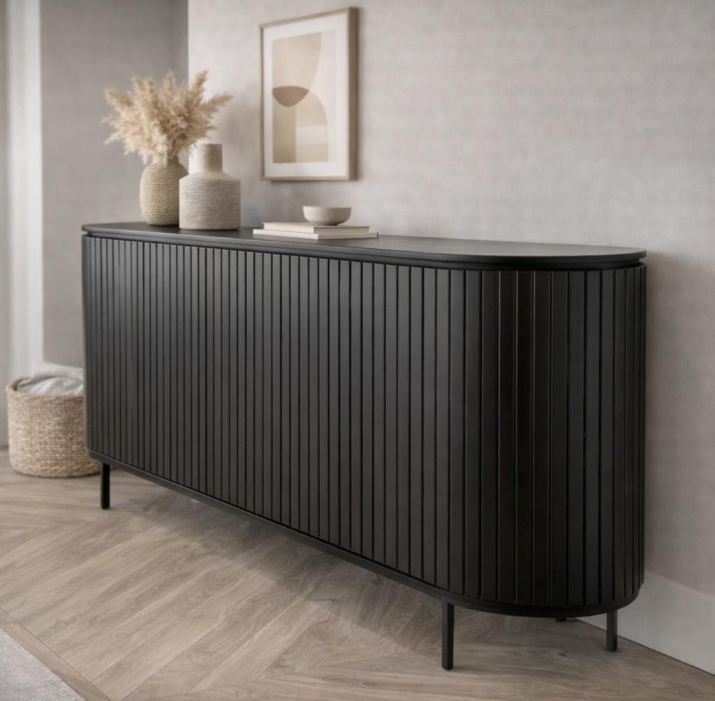 Magazijn Leegverkoop Nieuw dressoir Noor zwart mangohout 525, Hout, Zwart, Nieuw, Ophalen of Verzenden