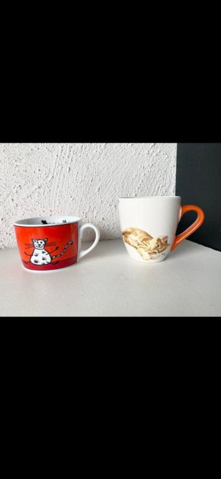 leuke set:  2 THEE-/KOFFIE- KOPPEN ‘KATTEN’, Ophalen of Verzenden, Zo goed als nieuw, Overige stijlen, Kop(pen) en/of Schotel(s)