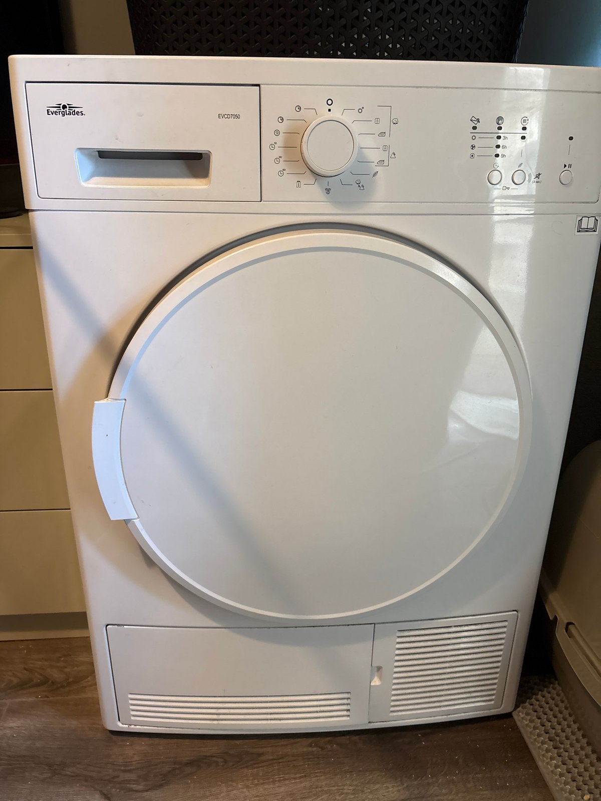 Everglades Condensdroger EVCD7050 – 7 kg – Werkt goed, Ophalen, 6 tot 8 kg, Gebruikt, 85 tot 90 cm