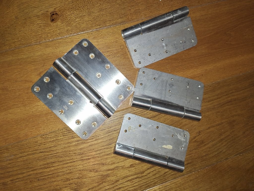Zware RVS scharnieren 4 stuks ., Ophalen, Zo goed als nieuw, Rvs, Scharnier
